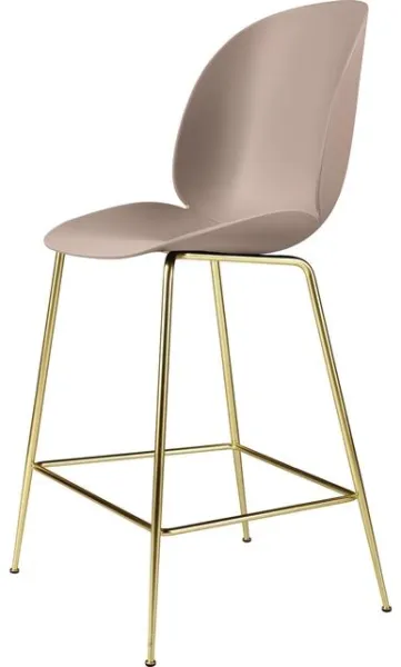 GUBI Beetle Bar Stool H65 Konisk Base Messing Semi Matt/Sweet Pink