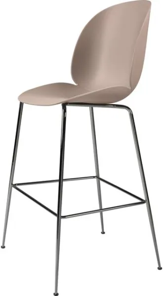 GUBI Beetle Bar Stool H75 Konisk Base Svart Krom/Sweet Pink
