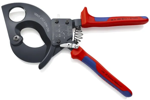 Knipex Kabelsaks (Ratchetfunksjon) svart lakkert, med flerkomponentshåndtak 280 mm