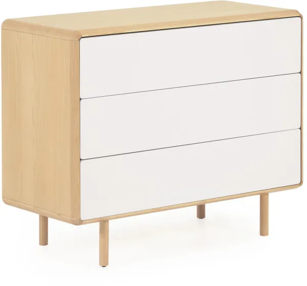 LAFORMA Anielle kommode, m. 3 skuffer - grå/natur askefinér/asketre