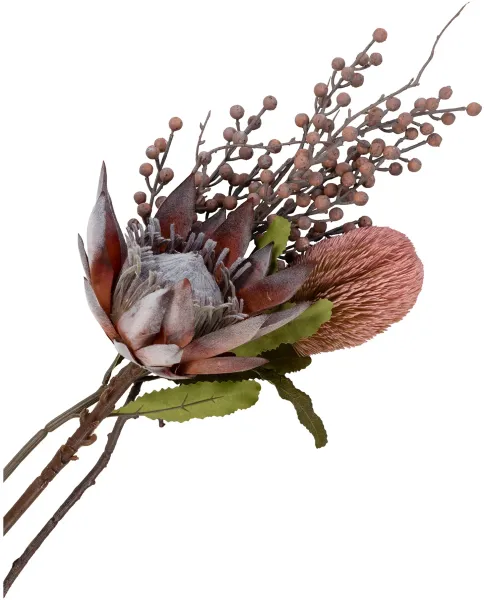HOUSE NORDIC King Protea Bukett kunstige blomster, Mix - rosa plast (H:74)