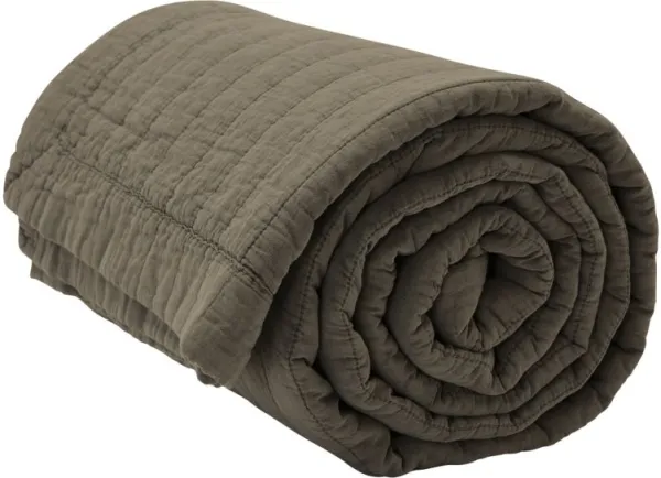 Magnhild, Vattert sengeteppe, bark, 160x280 cm