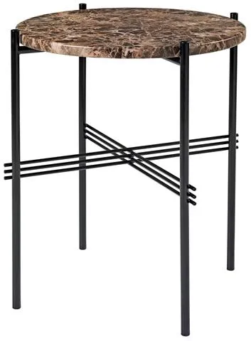 GUBI TS Sidebord Rund Ø40 Svart/Brun Emperador Marmor
