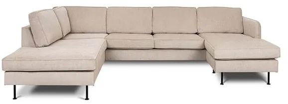 Læsø-sofa med chaiselong og open-end - 288 x 210 cm - beige fløyel