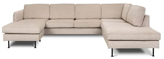 Læsø-sofa med sjeselong og åpen ende - 288 x 210 cm - beige fløyel - venstrevendt