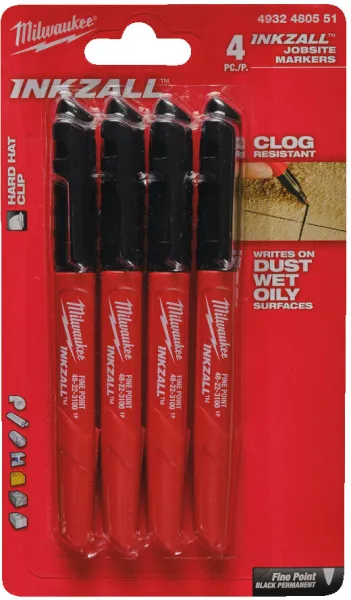 Milwaukee Permanent Marker Spiss 4 stk