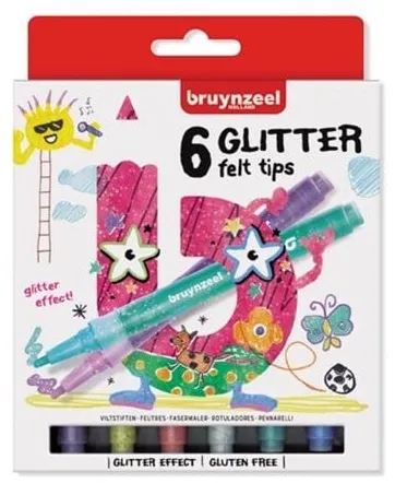 Bruynzeel Kids Glitter Tusjer 6 stk.