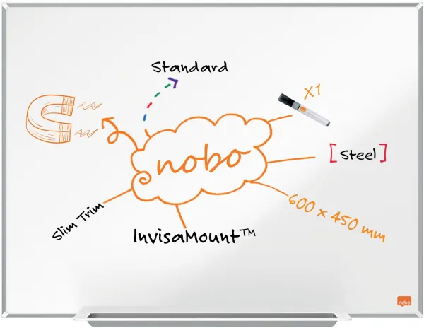 Nobo Impression Pro stål whiteboard 60x45cm hvit