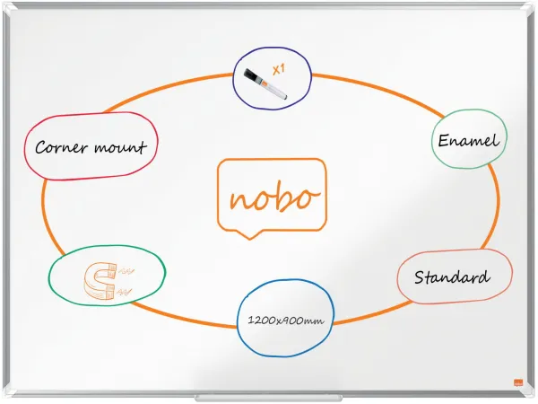 Nobo Premium Plus emaljert whiteboard 120x90cm hvit